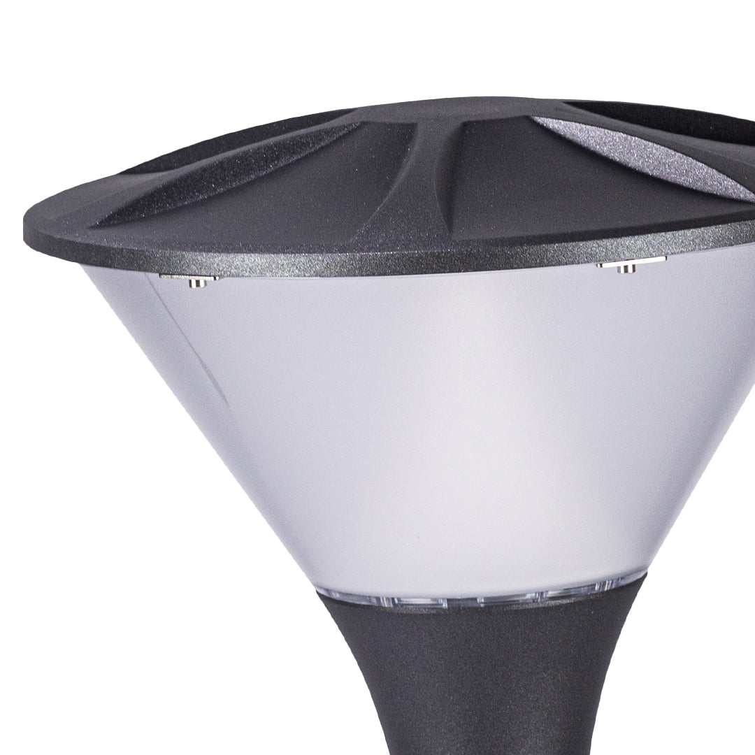 Flared Cone Pier Light, Matte Black Aluminum Garden Post Light