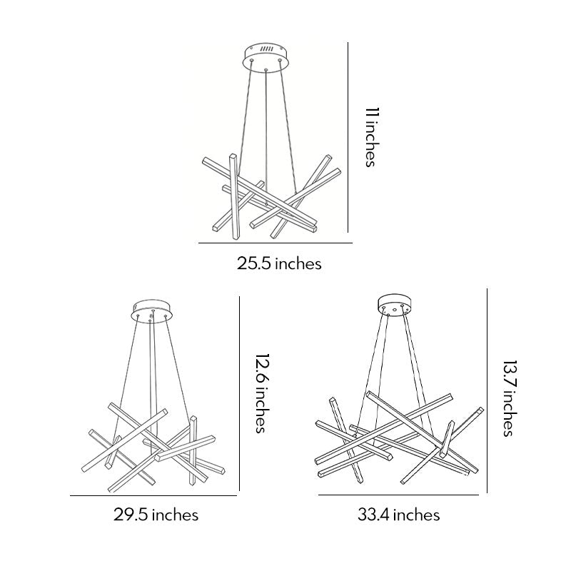 Geometric Cross Sputnik Chandelier, Iron and Acrylic LED