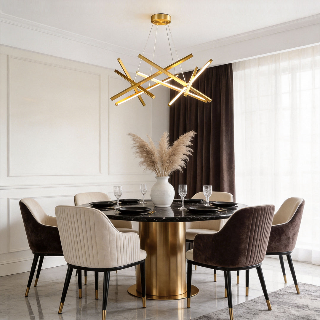 Geometric Cross Sputnik Chandelier, Iron and Acrylic LED