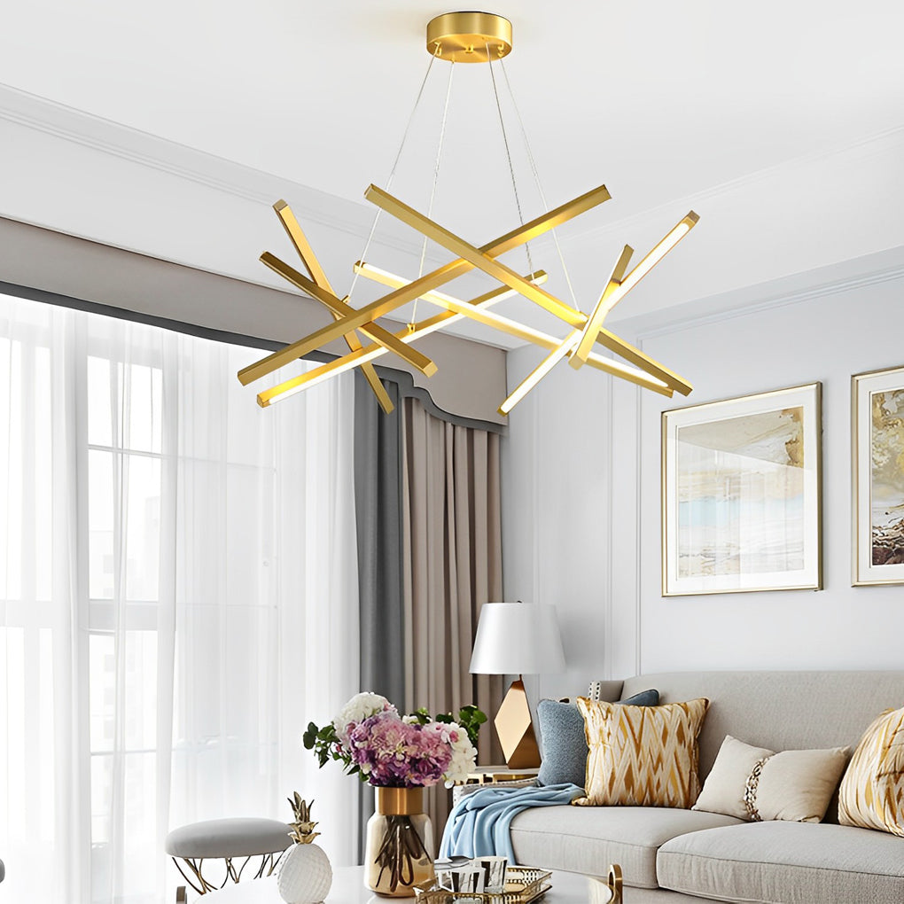 Geometric Cross Sputnik Chandelier, Iron and Acrylic LED