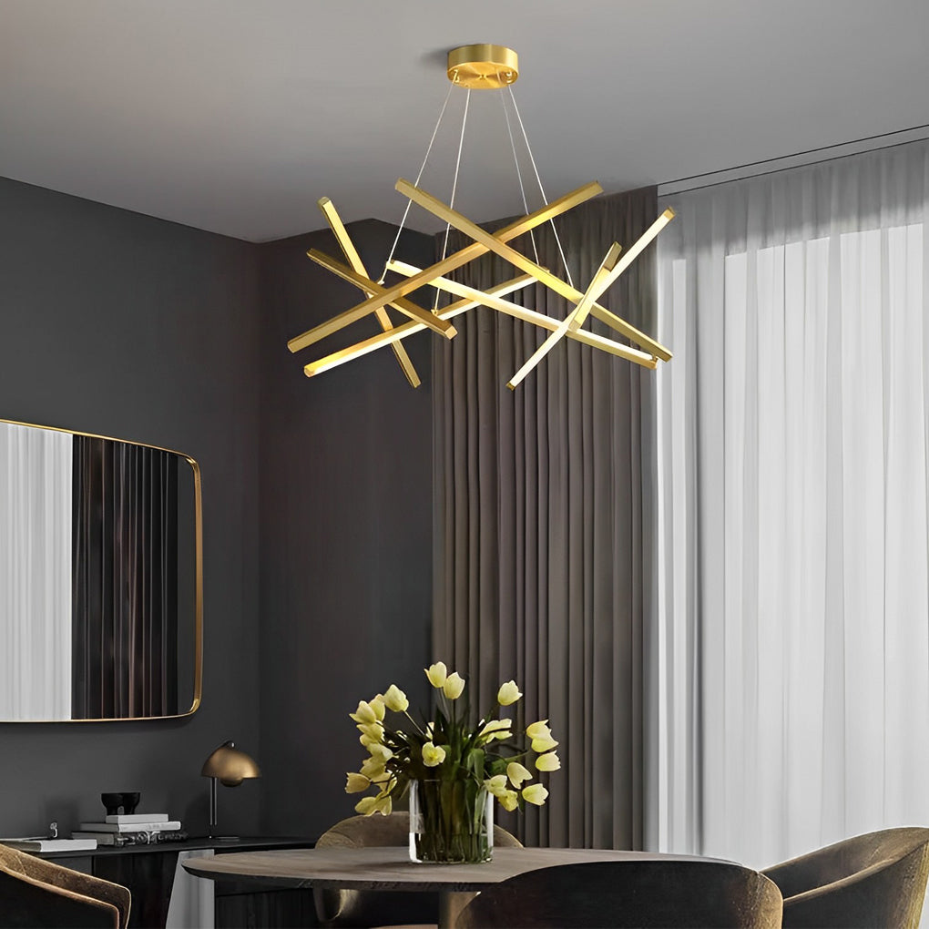 Geometric Cross Sputnik Chandelier, Iron and Acrylic LED