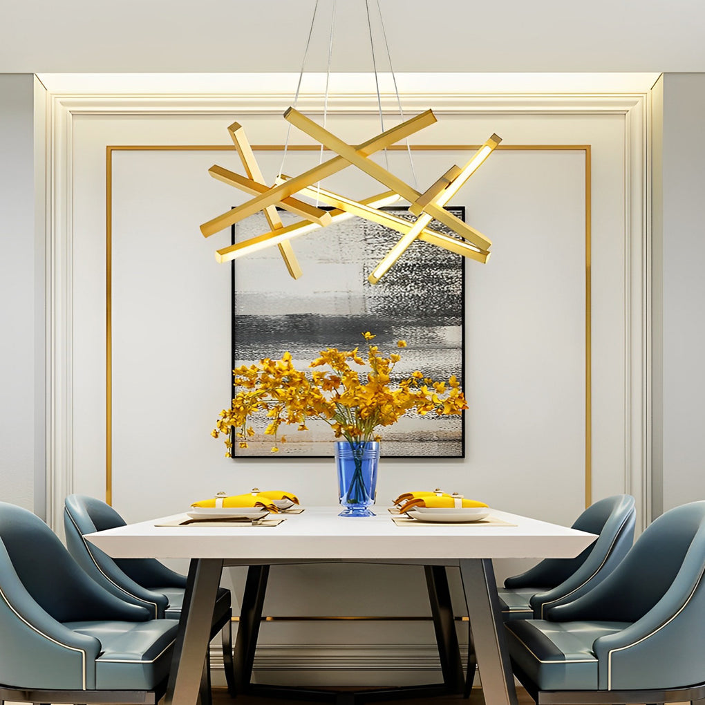 Geometric Cross Sputnik Chandelier, Iron and Acrylic LED
