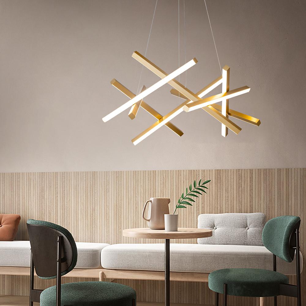 Geometric Cross Sputnik Chandelier, Iron and Acrylic LED