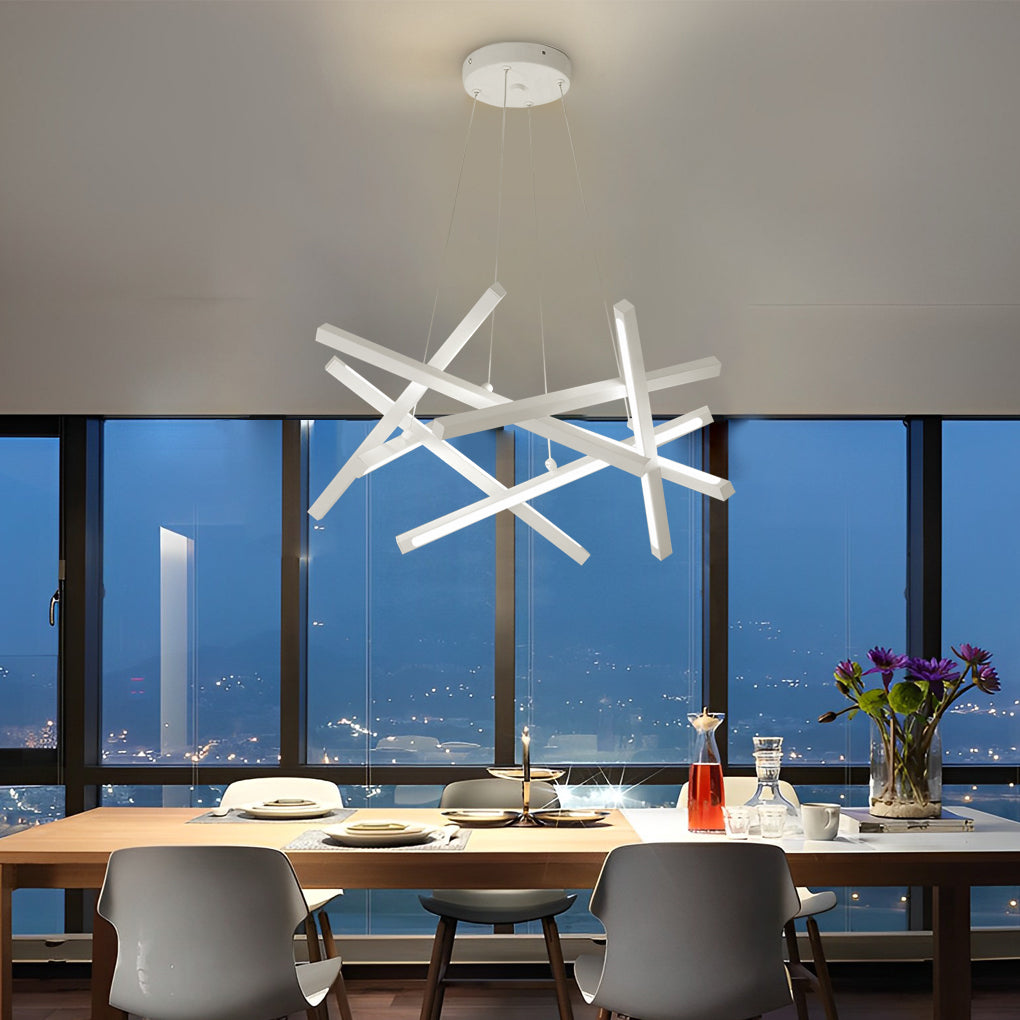 Geometric Cross Sputnik Chandelier, Iron and Acrylic LED