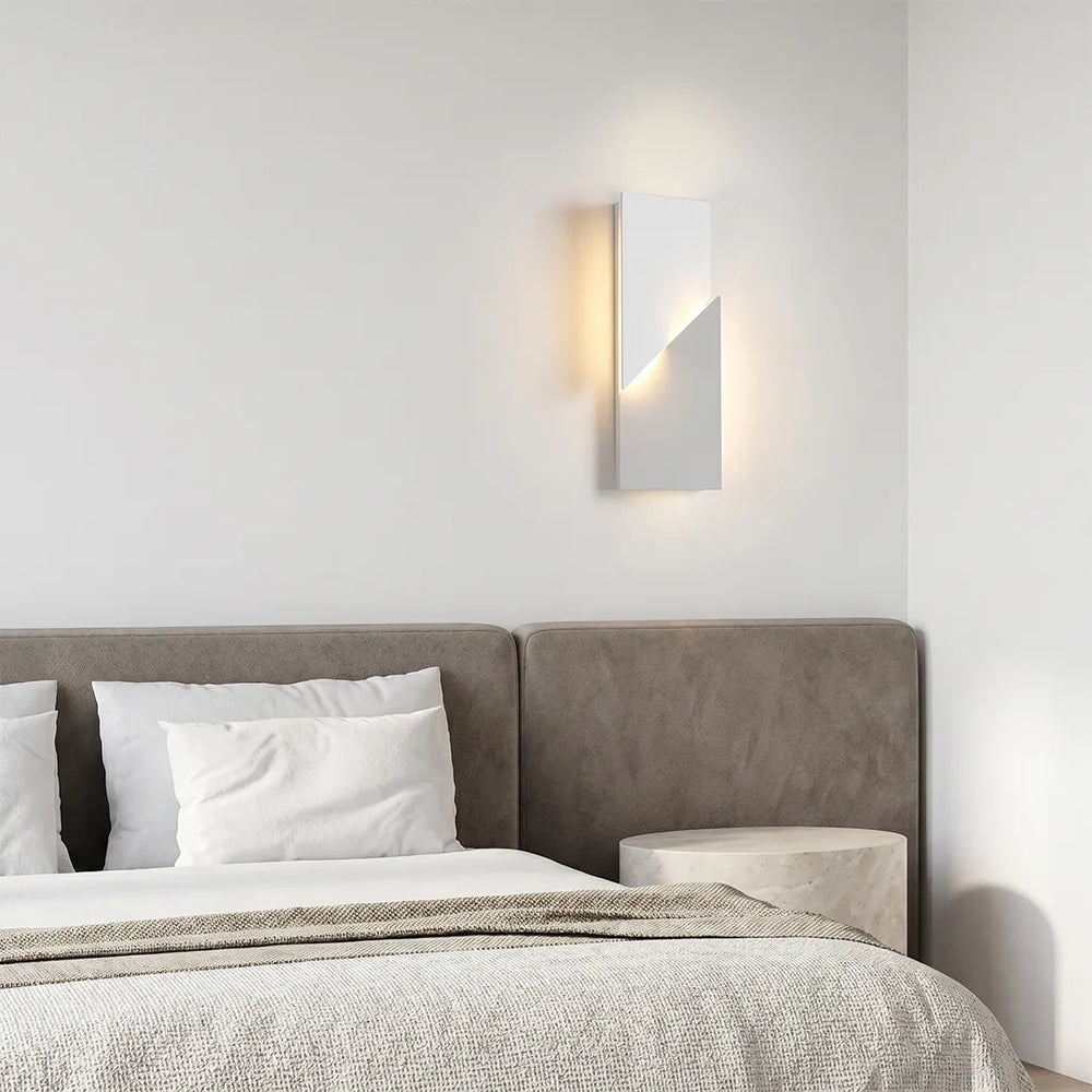 Folded Facet Wall Light, White Metal Sculptural LED Sconce
