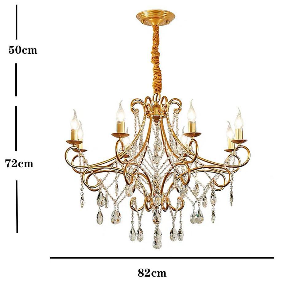Scrolled Arm Crystal Candle Chandelier, Vintage Metal Ceiling Light 7