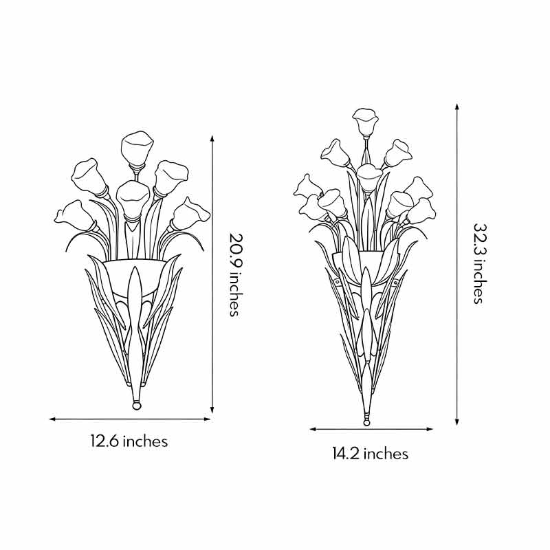 Glass Bouquet Wall Sconce, Iron Leaf Floral Wall Light
