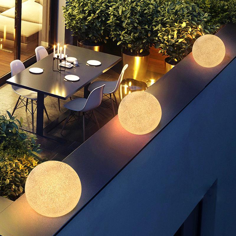 Full Moon Globe Pillar Light, White Resin Post Cap Light 3