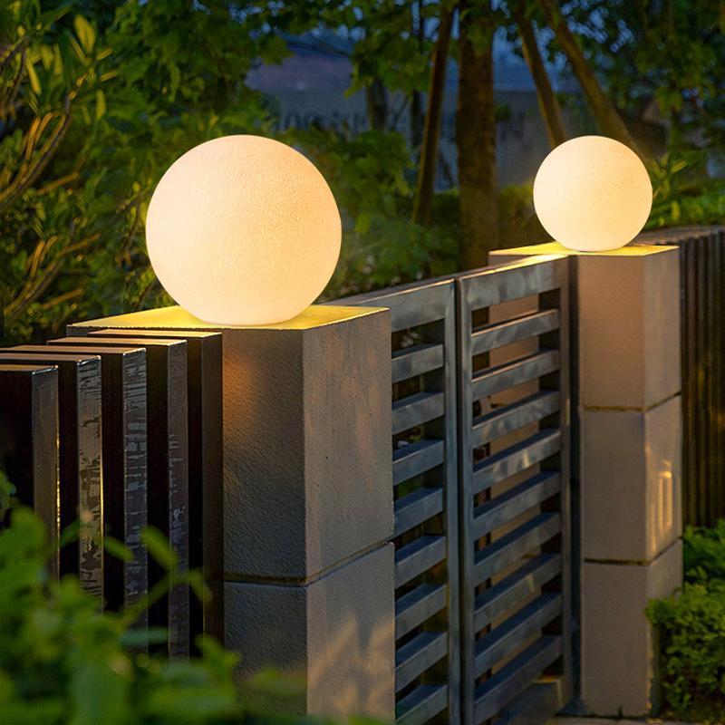Full Moon Globe Pillar Light, White Resin Post Cap Light