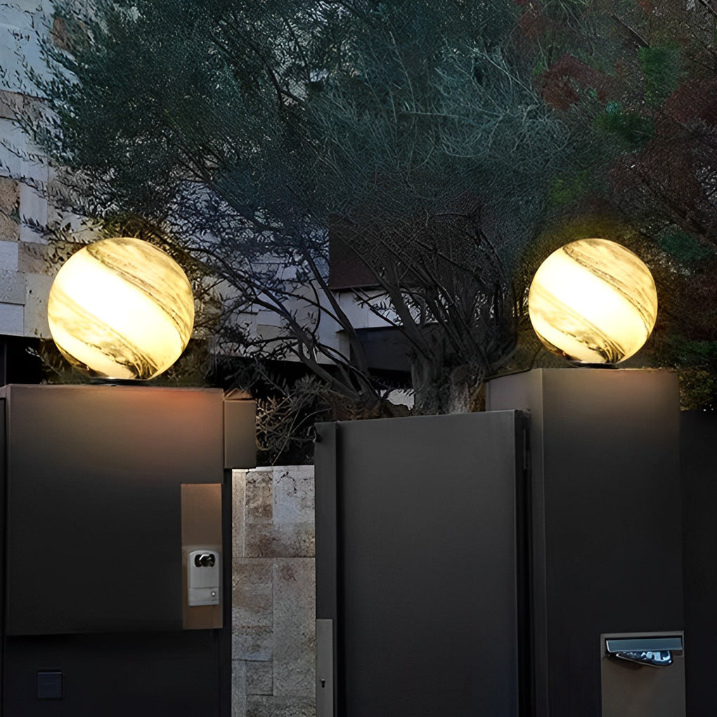 Planet Glass Globe Pillar Light, Die Cast Aluminum Post Light 2
