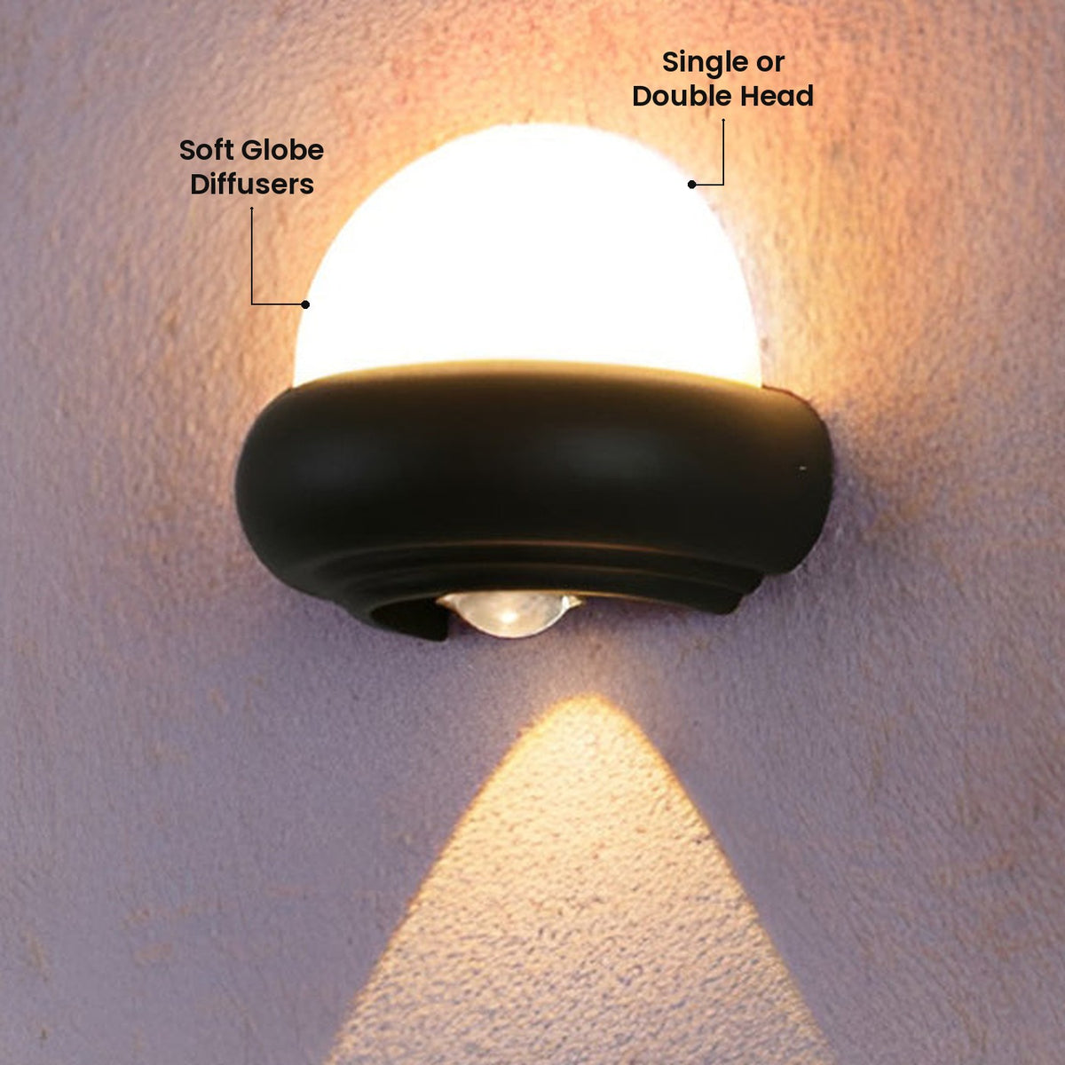 Globe Up and Down Wall Sconce: Soft Globe Diffusers, Single or Double Head