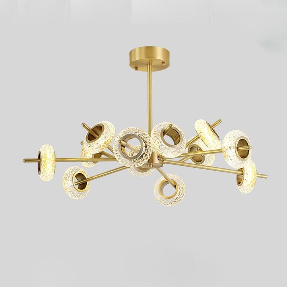 Brass Halo Crystal Chandelier, Gold Sputnik Ceiling Light 13