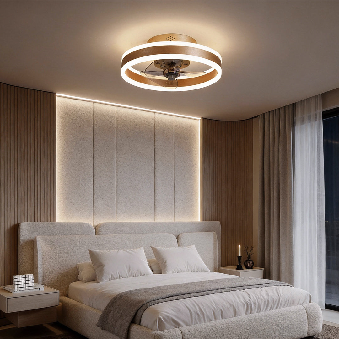 Halo Ring Ceiling Fan with Light, Low Profile Flush Mount Fan