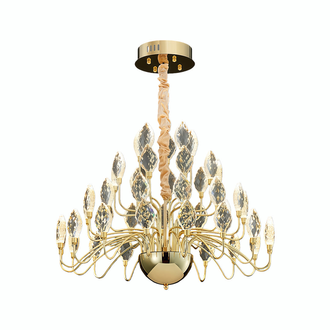 Crystal Plume Chandelier, Gold Iron French Ceiling Light 10