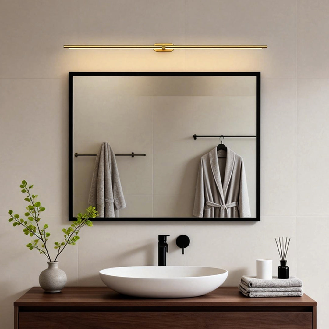 Slim Cylinder Vanity Light, Black or Copper LED Bath Bar