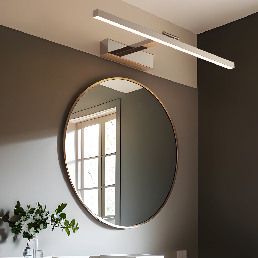 Polished Steel Vanity Light, Adjustable LED Mirror Bath Bar