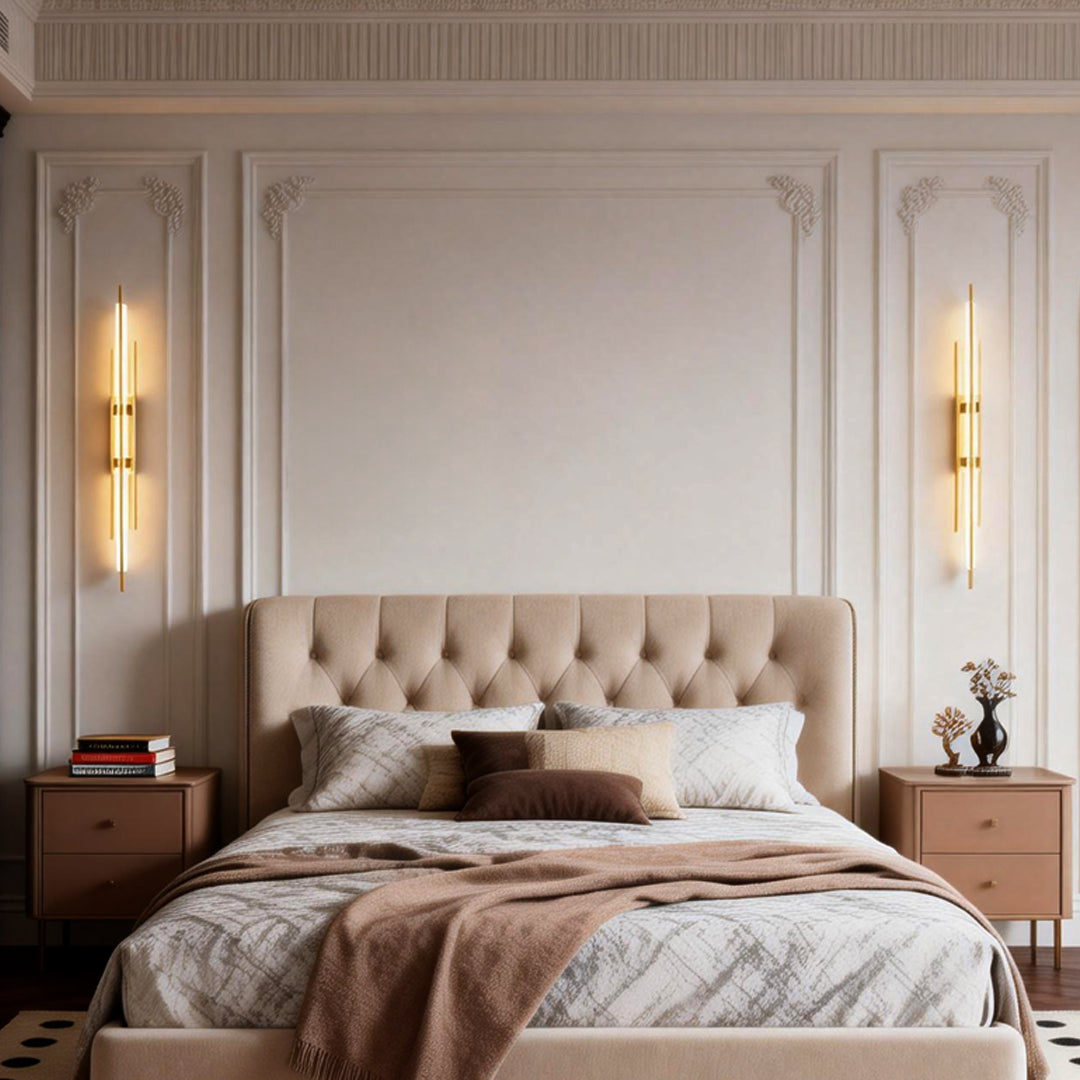 Twin Tube Wall Sconce, Black Gold or Copper Linear Light