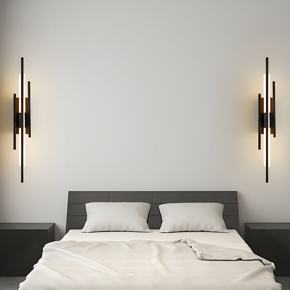 Twin Tube Wall Sconce, Black Gold or Copper Linear Light