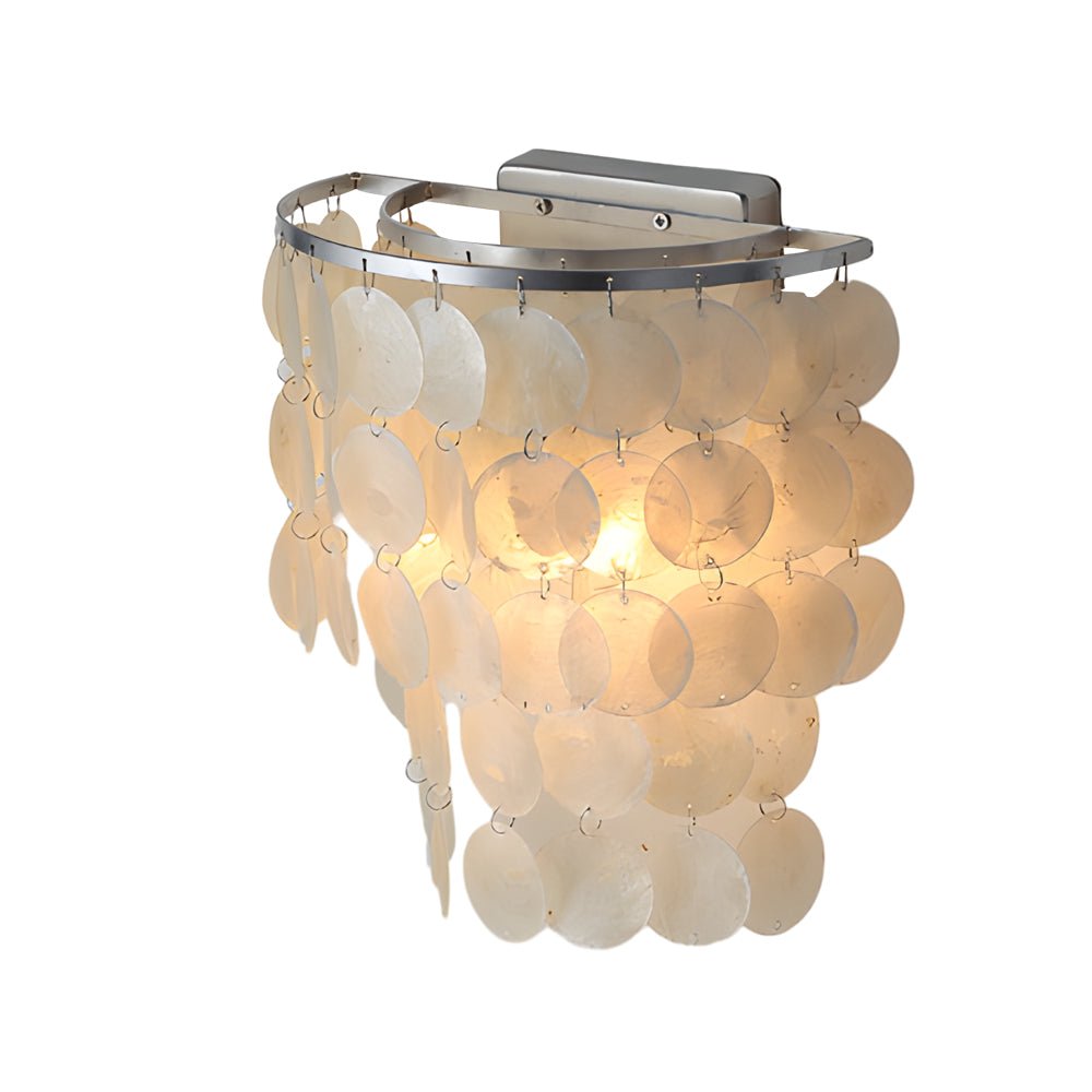 Capiz Shell Wall Sconce, Chrome and Gold Coastal Wall Light
