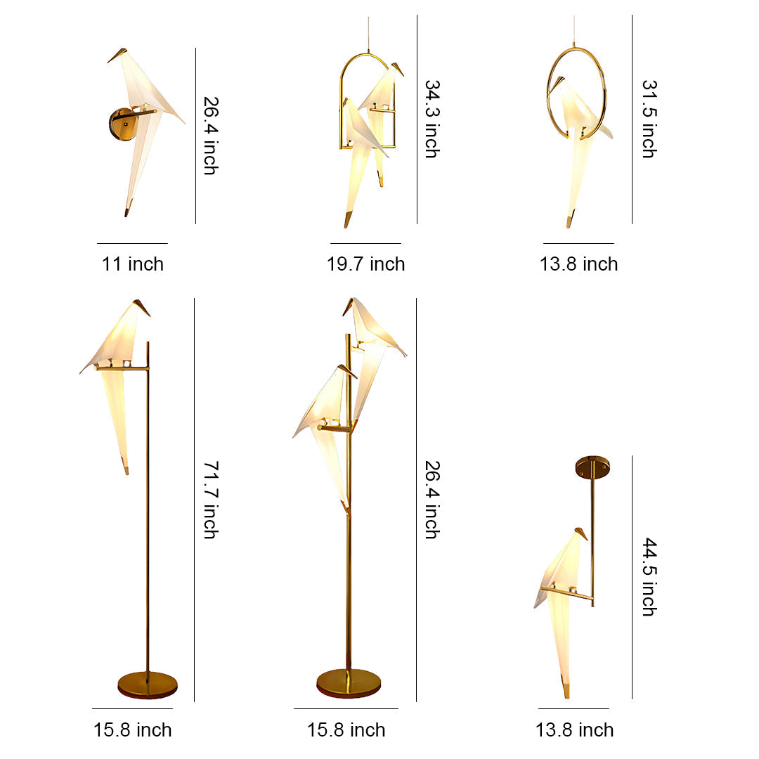 Origami Crane Bird Light, White Paper Fold LED Wall Sconce