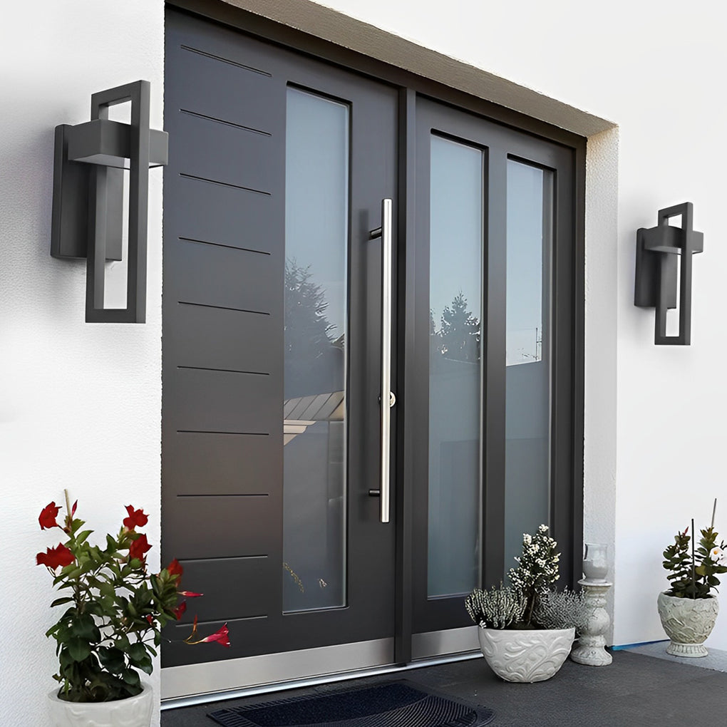 Open Frame Outdoor Wall Sconce, Black Stainless Steel LED Light 7