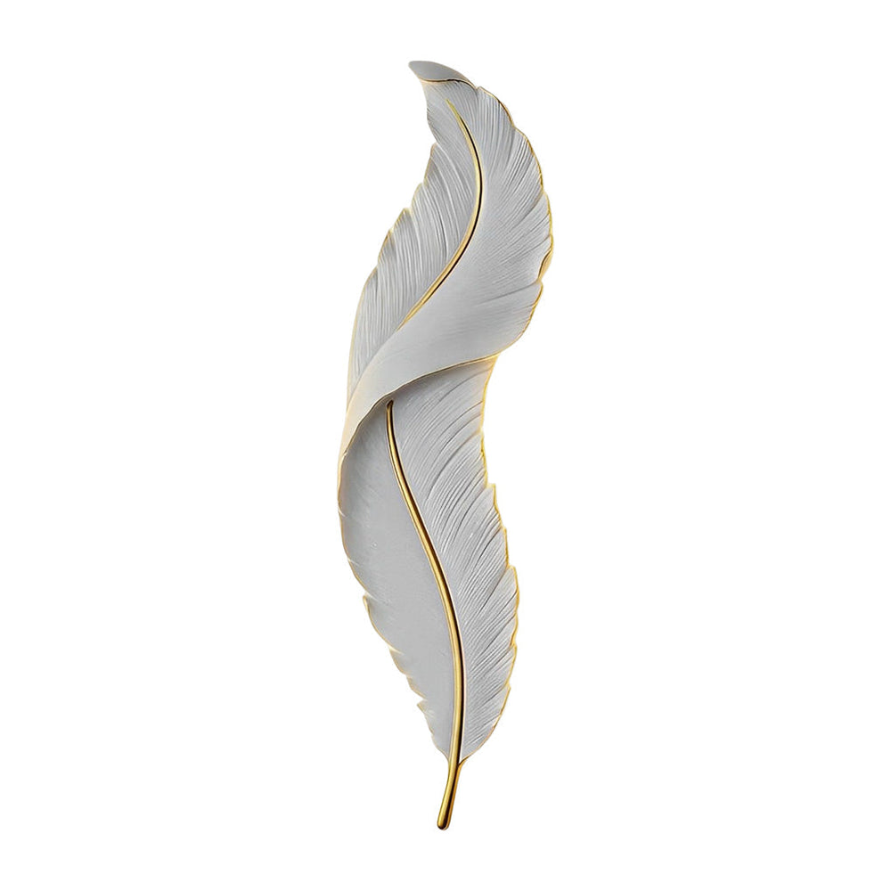 White Feather Wall Light, Luxury Resin LED Corridor Art, view 12