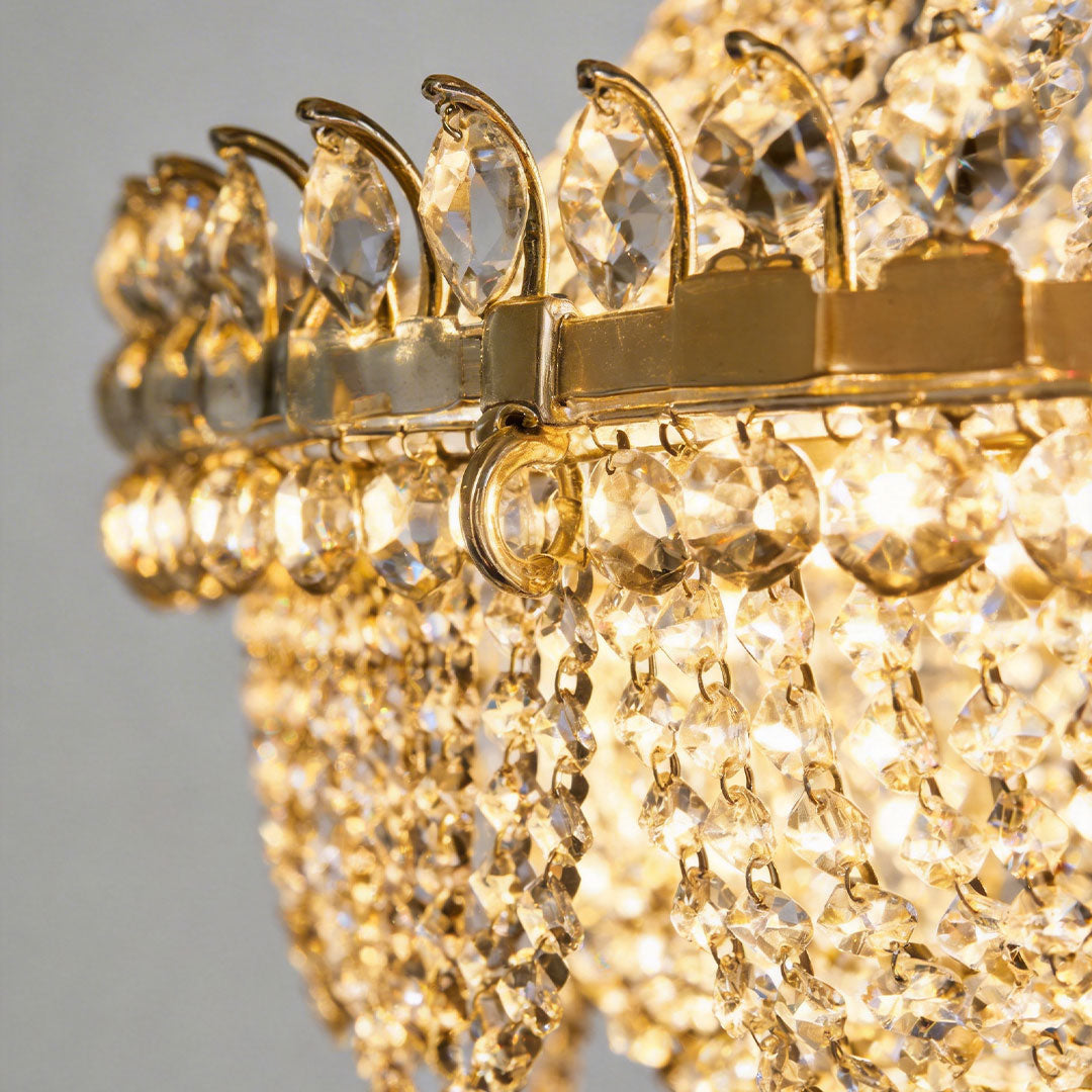 Acrylic Crystal Outdoor Chandelier, Gold Iron Hanging Light