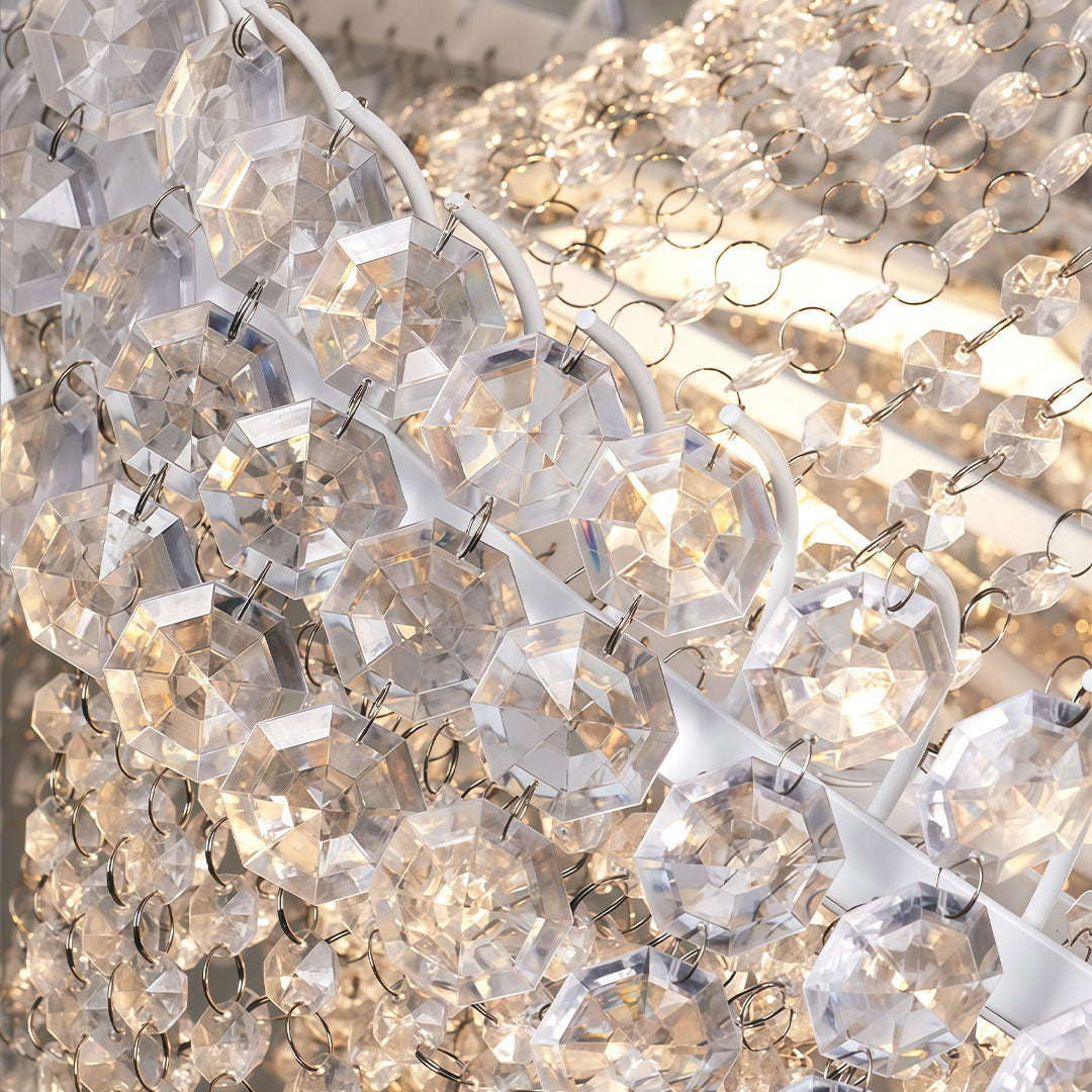 Acrylic Crystal Outdoor Chandelier, Gold Iron Hanging Light