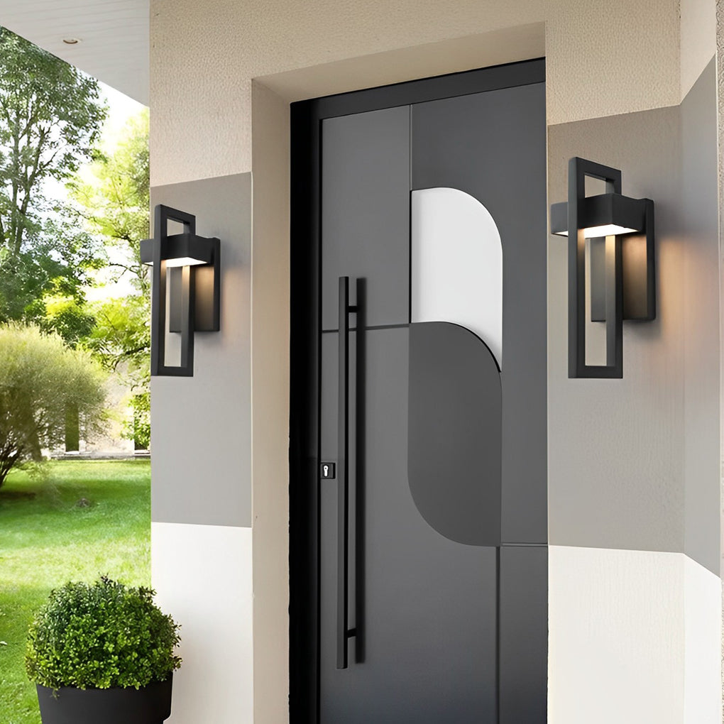 Open Frame Outdoor Wall Sconce, Black Stainless Steel LED Light 9
