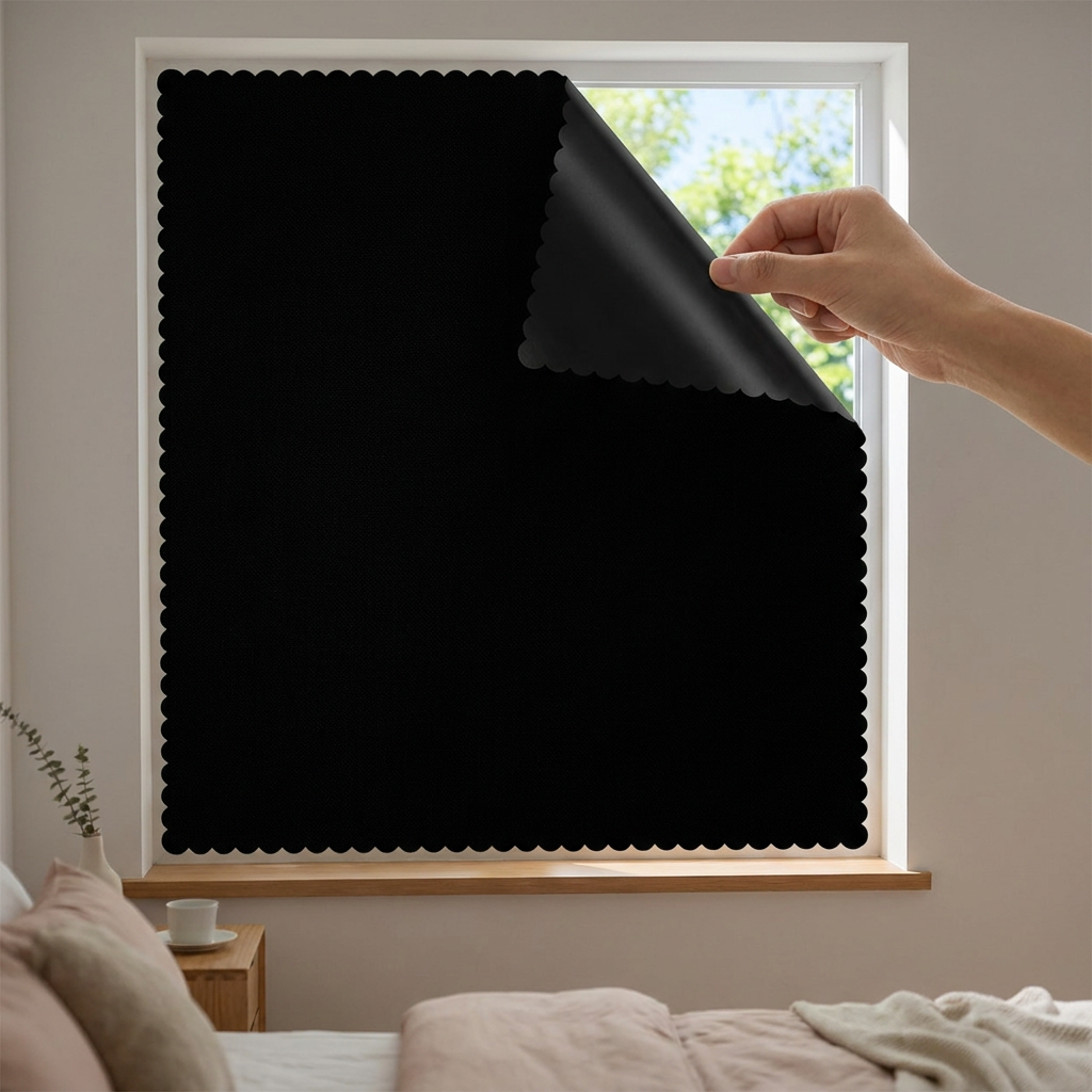 Self Adhesive Blackout Window Panel applied to a window