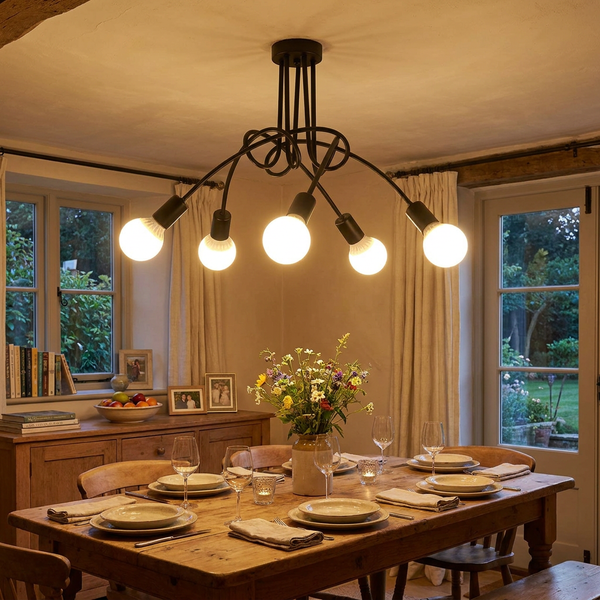 Wrought Iron Retro Cage Chandelier in use