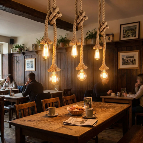 Industrial Hemp Rope Pendant Light