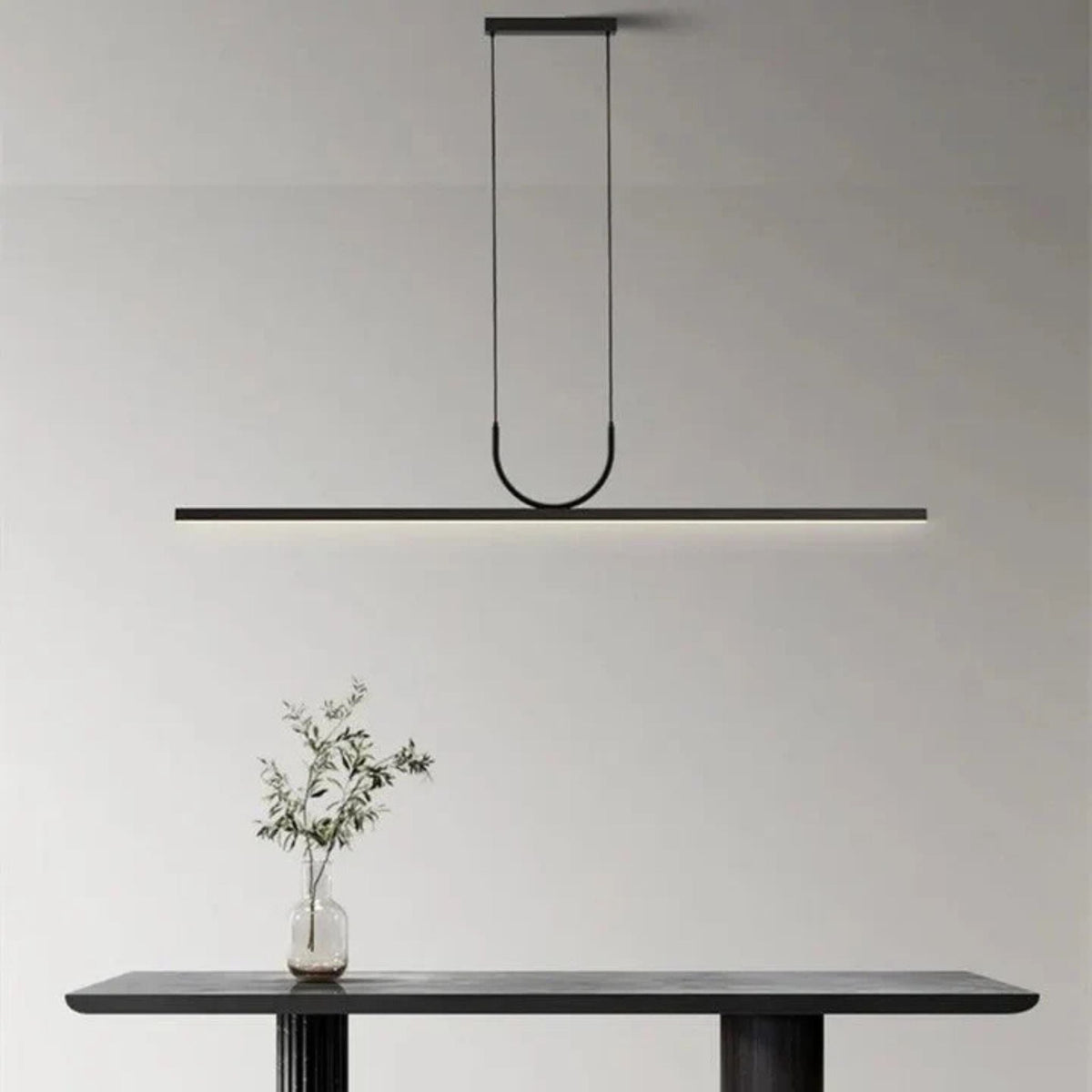 Black Wave Linear LED Pendant Light, Minimalist Curve