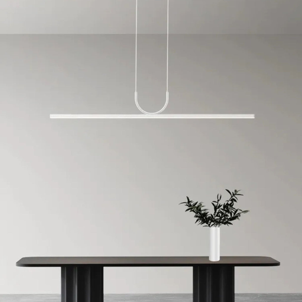 White Wave Linear LED Pendant Light, Minimalist Curve