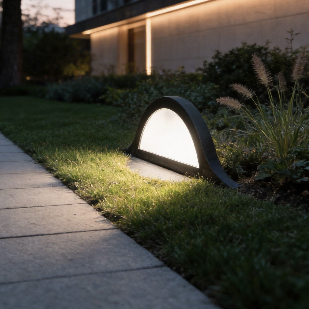 Arched Lawn Edge Light, Black Stainless Steel Landscape Light