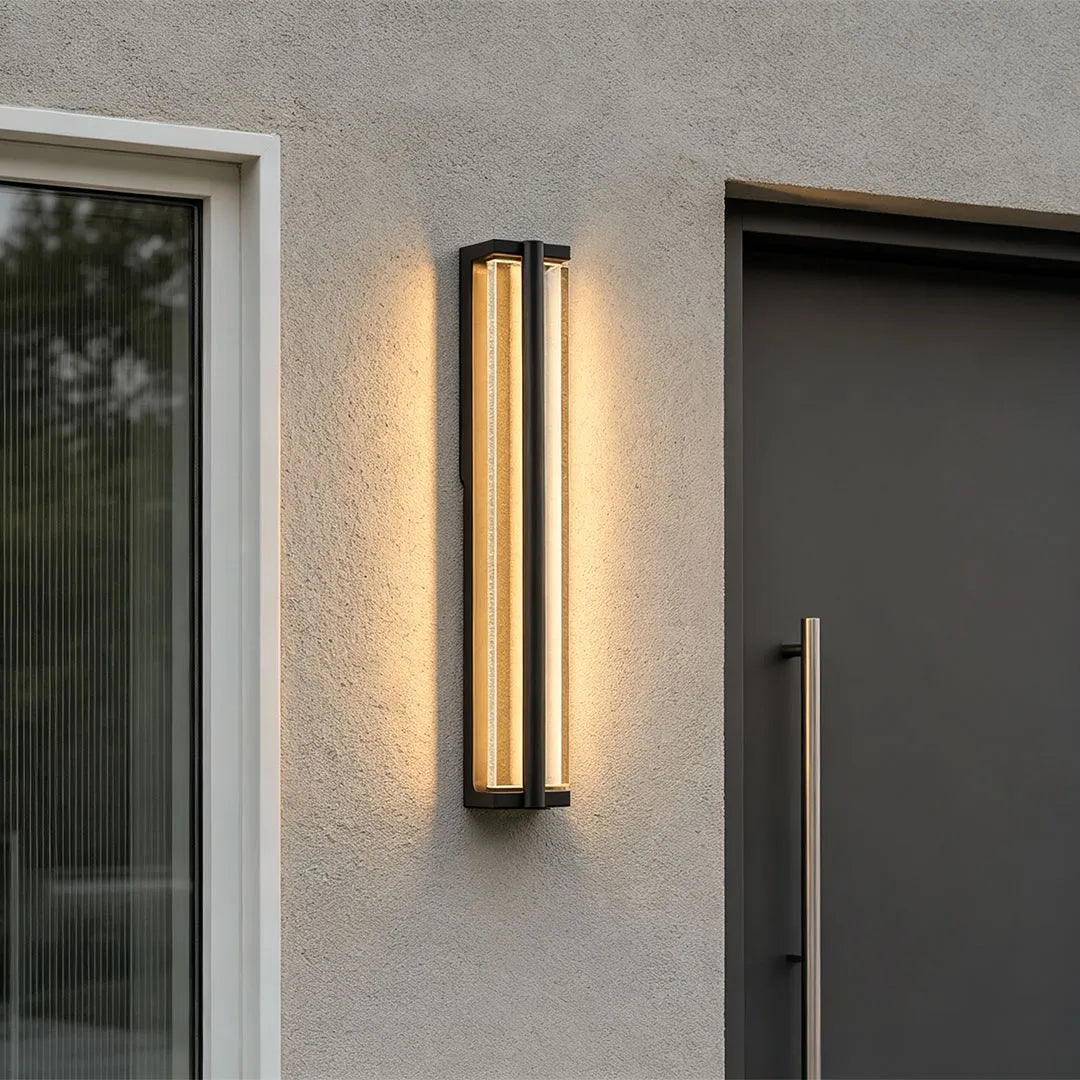 Bubble Crystal Wall Sconce, Black Stainless Steel Outdoor Light
