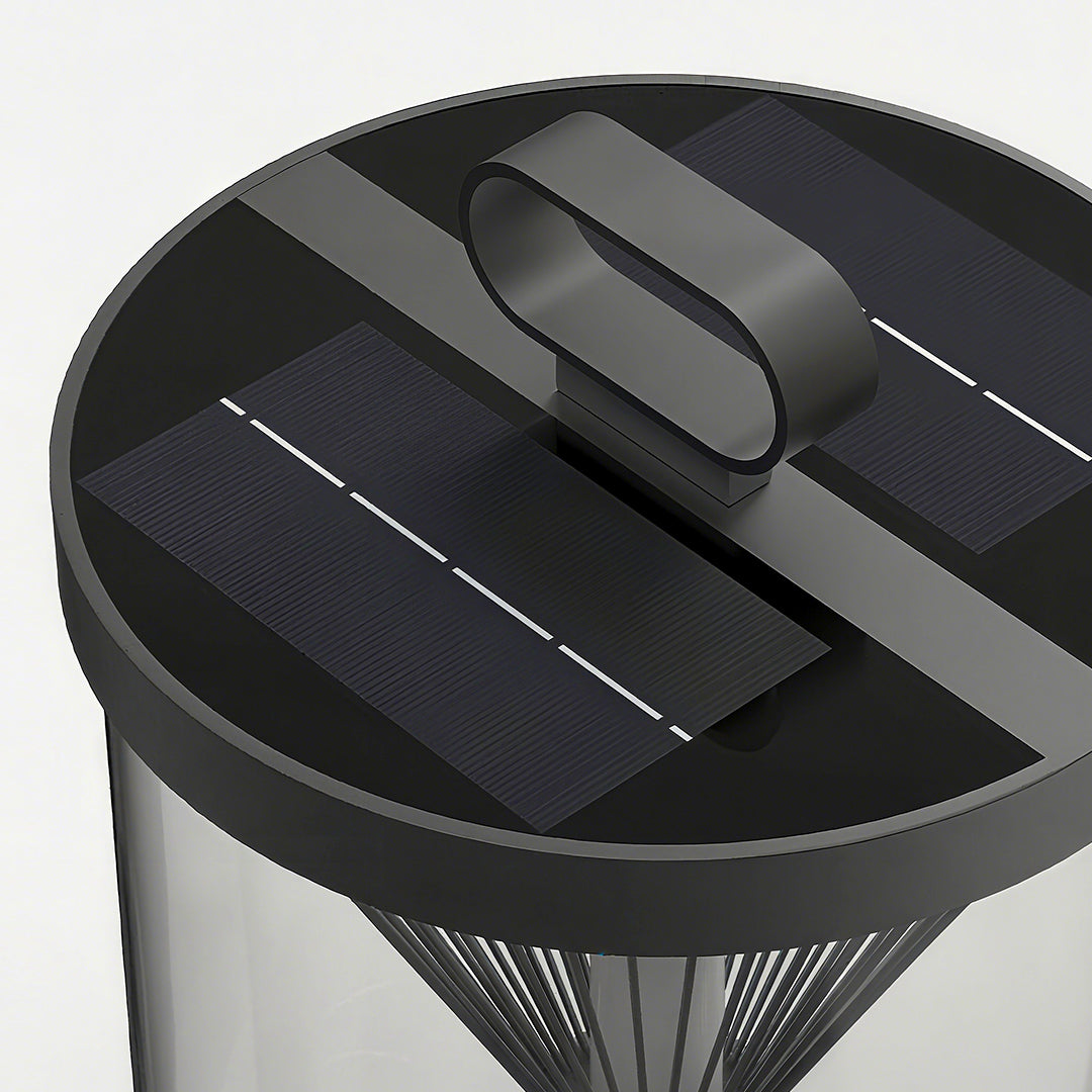 Hourglass Glass Lantern, Black Stainless Steel Outdoor Lantern