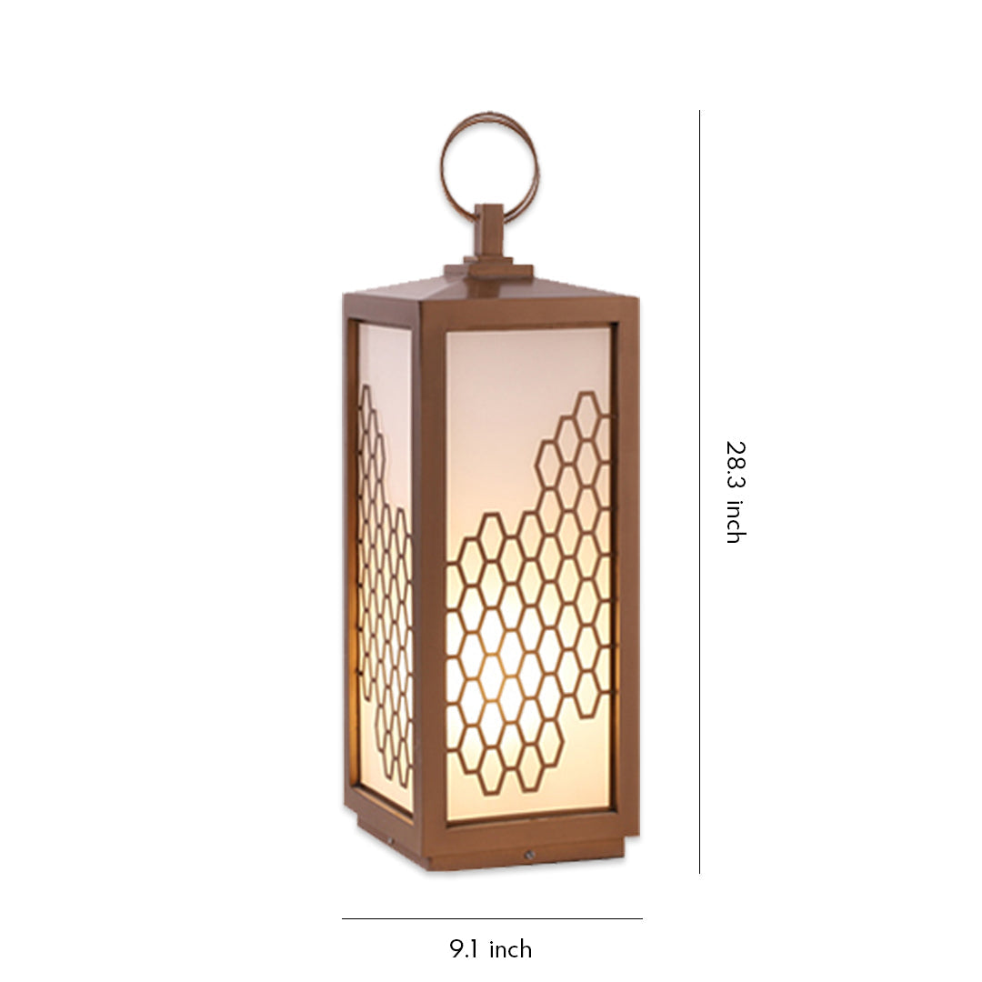 Lattice Lantern Bollard Light, Chestnut Stainless Path Light
