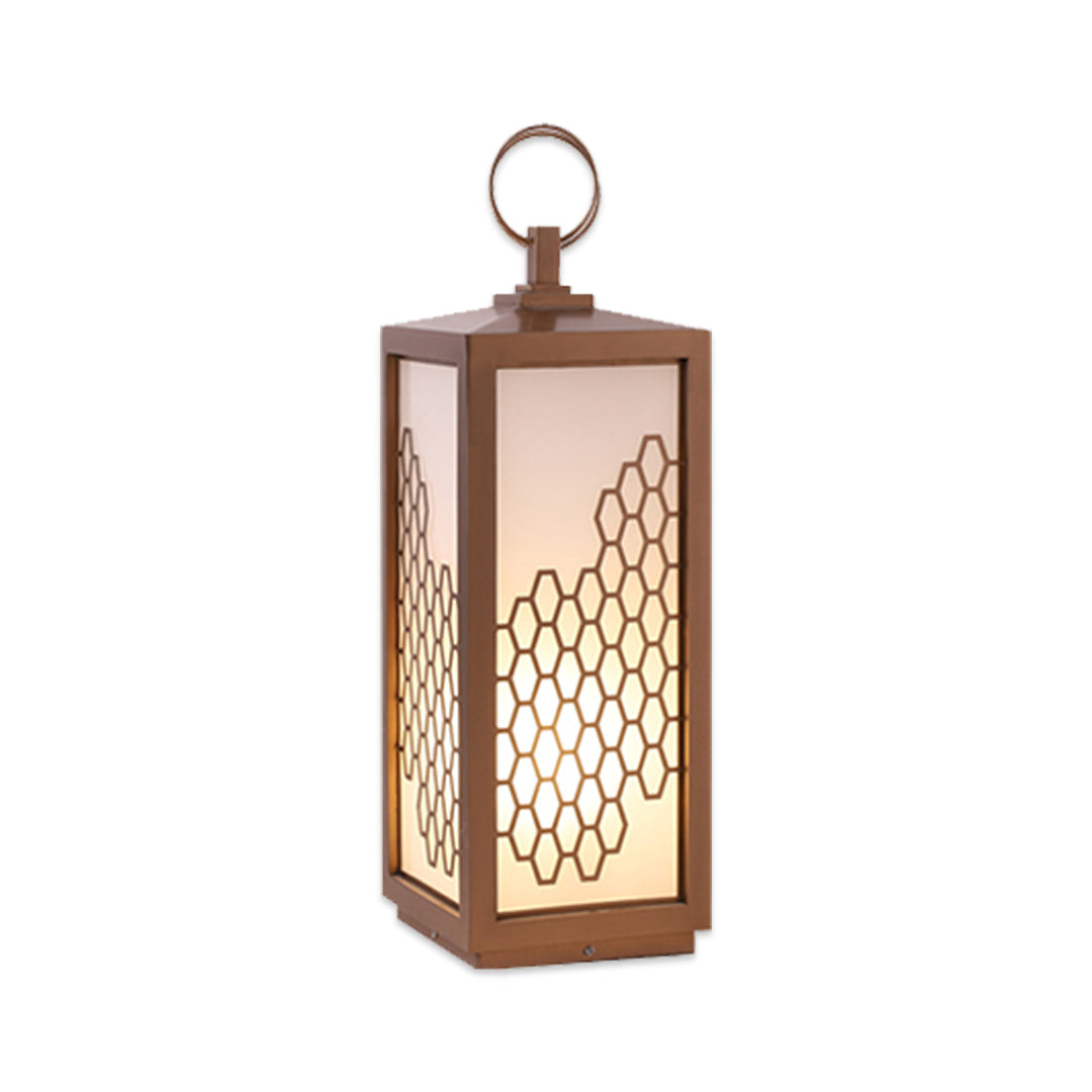Lattice Lantern Bollard Light, Chestnut Stainless Path Light