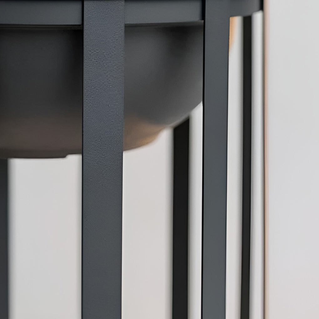 Caged Globe Planter Lantern, Industrial Steel Outdoor Floor Lamp