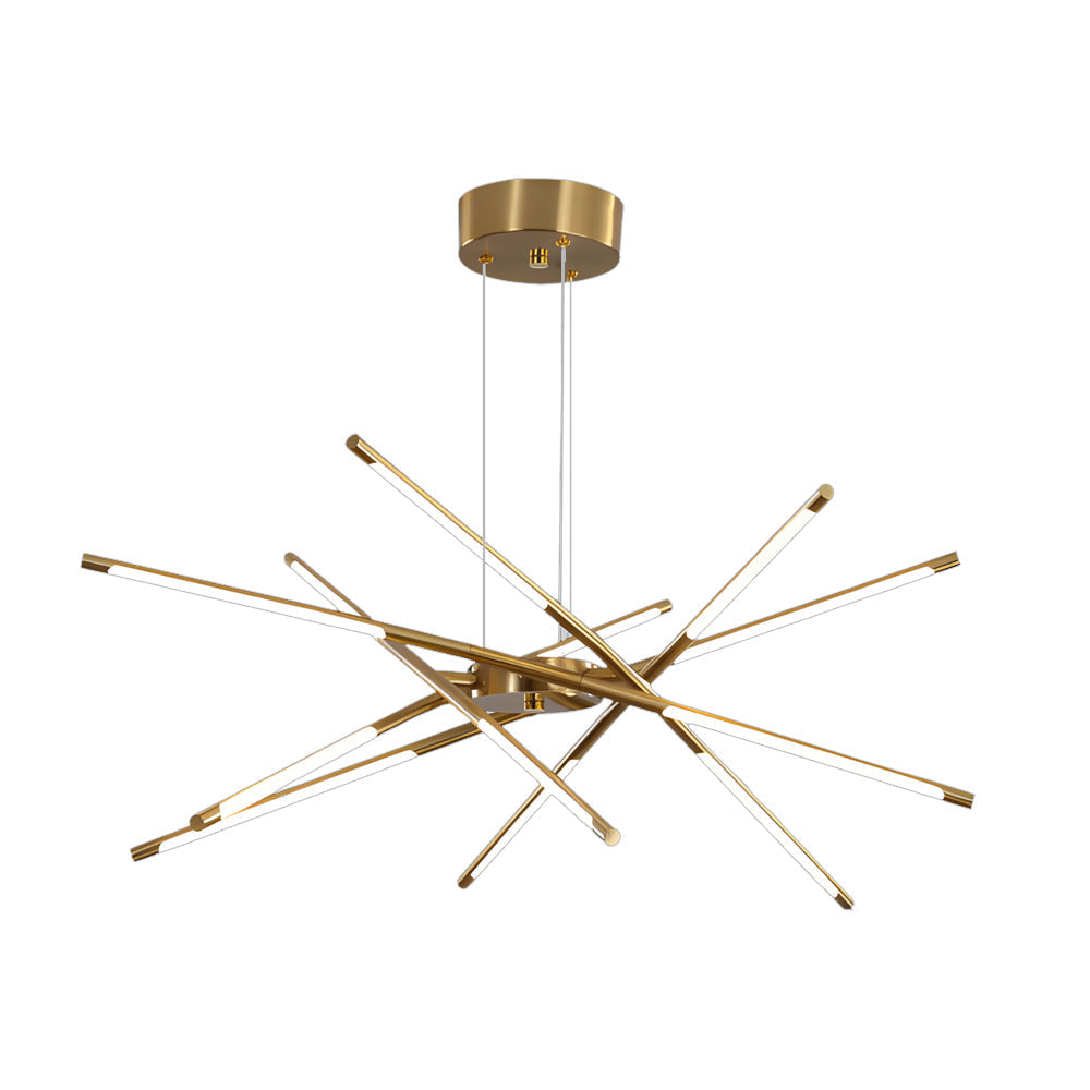 Stepless Dimming Sputnik Chandelier, Gold Rod LED