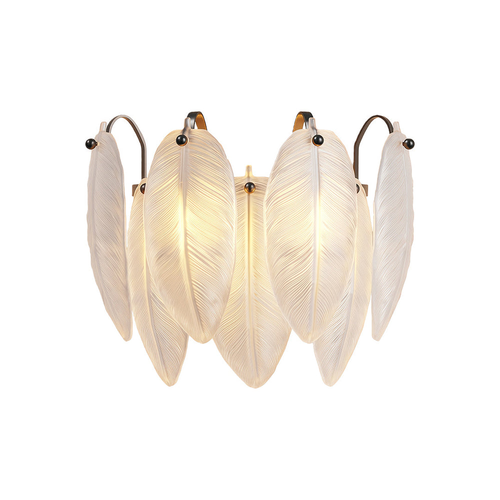 Feather Glass Wall Sconce, French Copper Wall Light, view 9