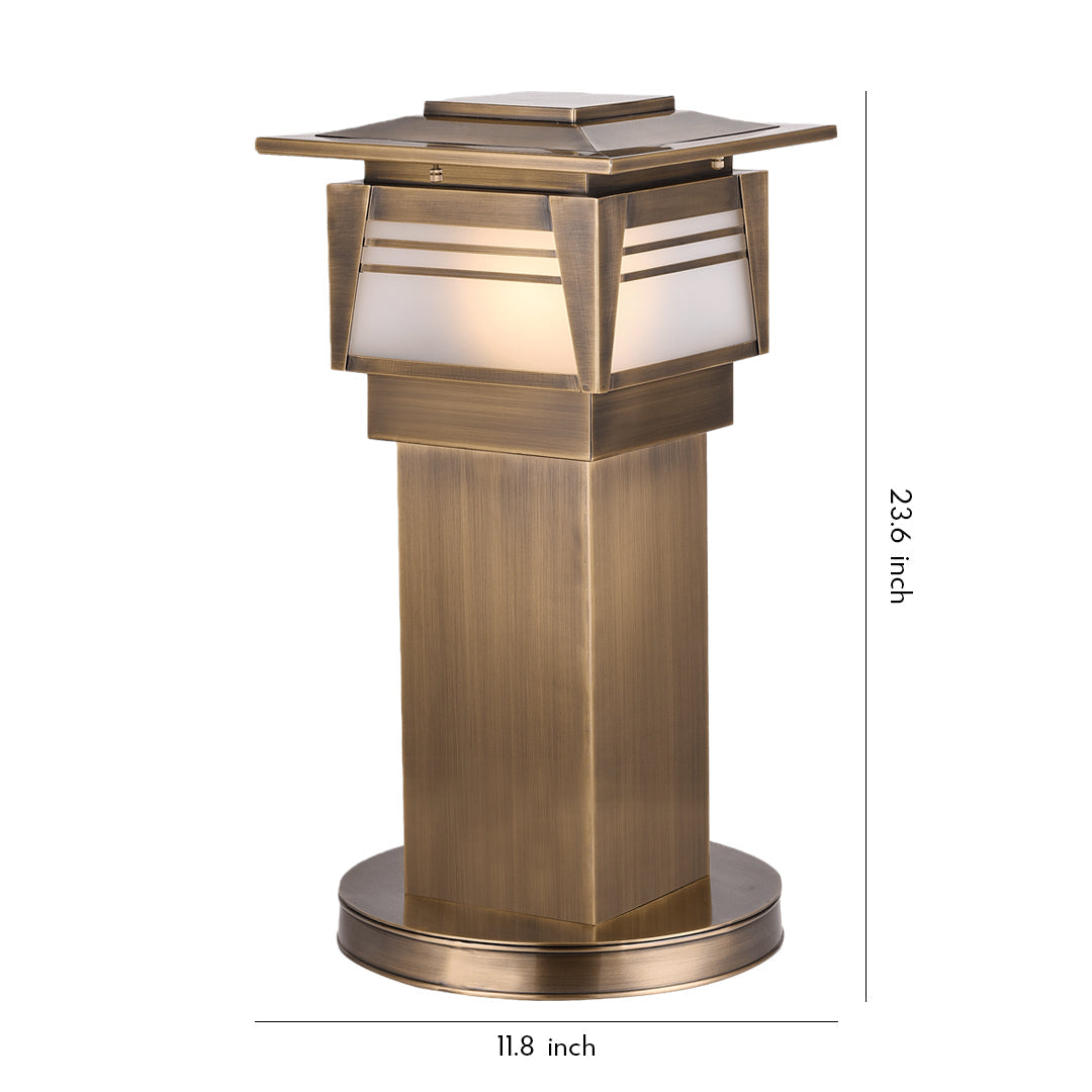 Pagoda Top Garden Bollard, Antique Copper Landscape Path Light