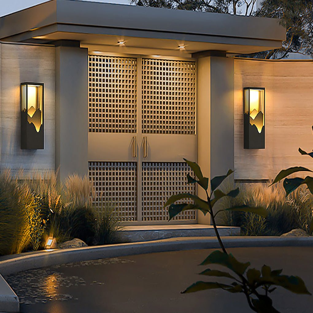 Mountain Scenery Solar Wall Light, Stainless Steel Porch Sconce