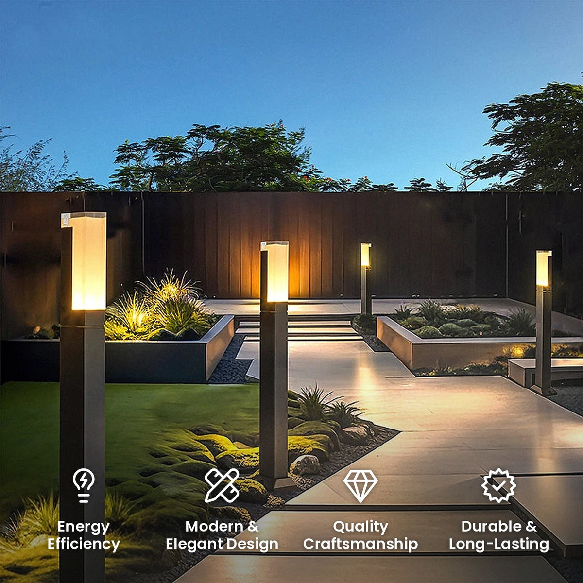 LED Landscape Lawn Bollard Light: energy efficiency, modern and elegant design, quality craftsmanship, durable and long-lasting
