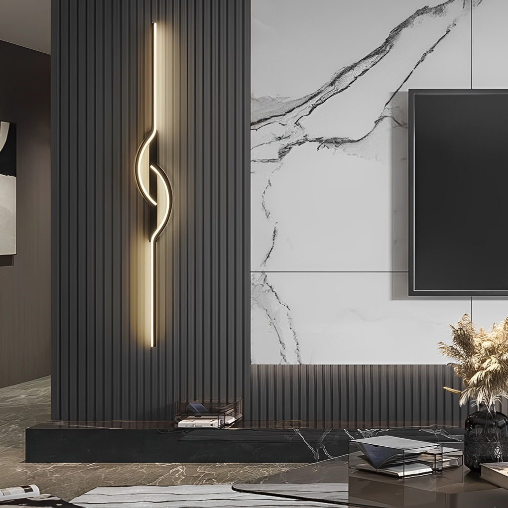 Modern Linear Wall Sconce, Creative Black Aluminum Strip, view 8