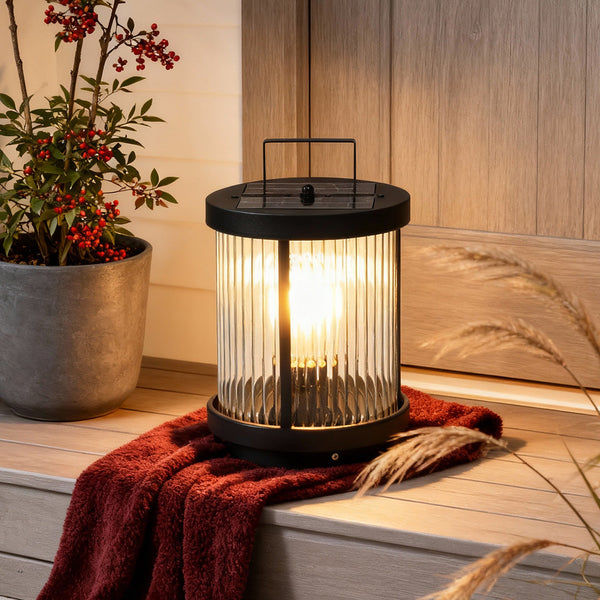 Striped Glass Solar Lantern