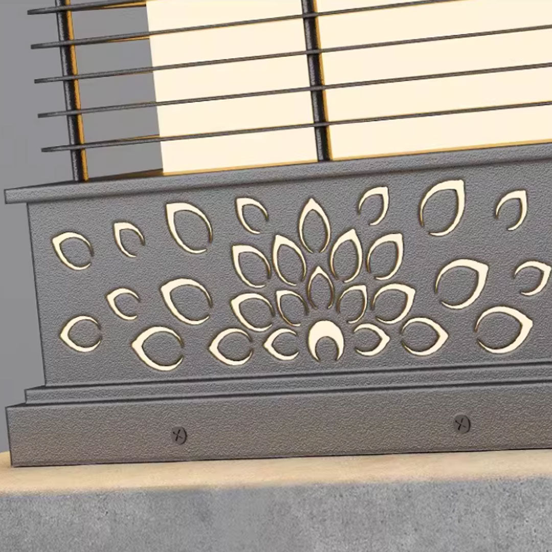 Grille Top Pillar Light, Gray Stainless Steel Pier Mount Light