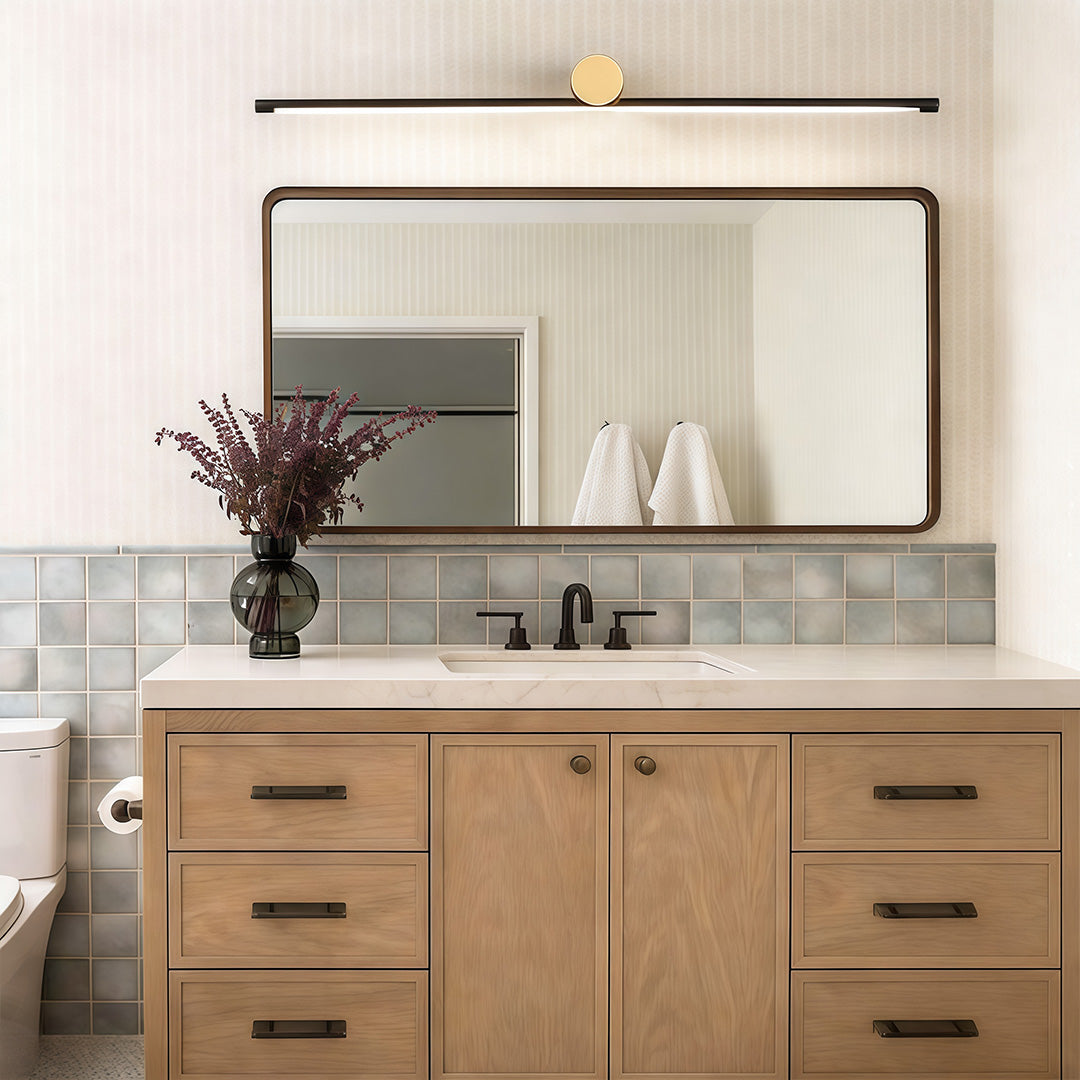 Two Tone Cylinder Vanity Light, Copper Bathroom Bar Light