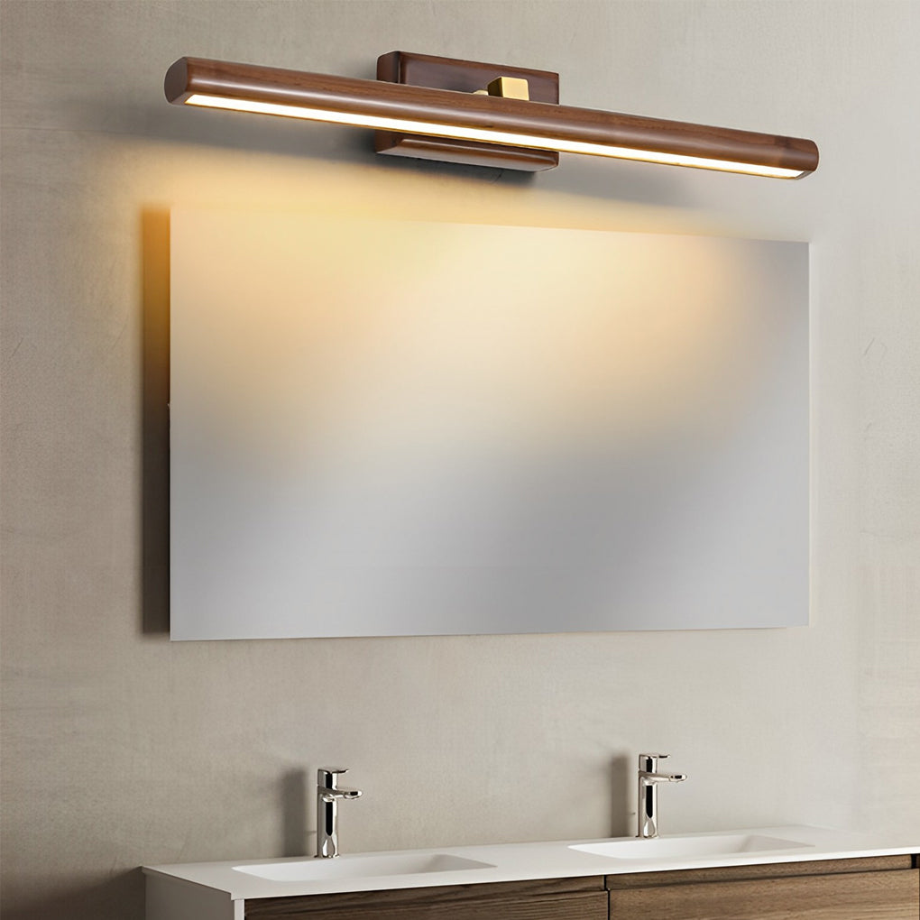 Rotating Wood Vanity Light, Oak or Walnut LED Bath Bar